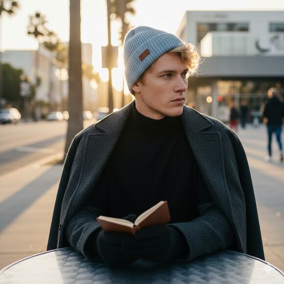 VINCE NWT $165 100% Cashmere Chunky Rib Beanie Hat in Light Tide Blue OS - Picture 14 of 16